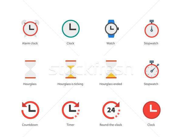 Time and Clock icons on white background. Stock photo © tkacchuk