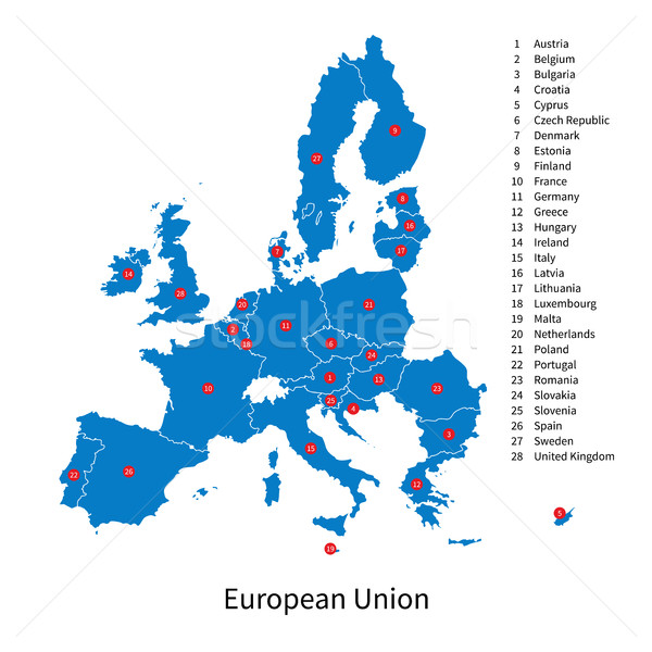 Foto stock: Detalhado · vetor · mapa · europeu · união · europa