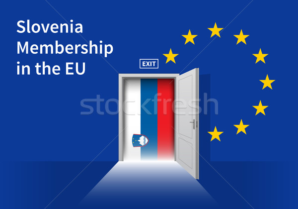 European Union flag wall with Slovenia flag door. EU Flag. Stock photo © tkacchuk