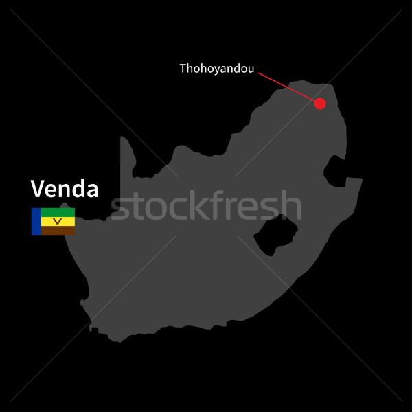 Detailed map of Venda and capital city Thohoyandou with flag on black background Stock photo © tkacchuk