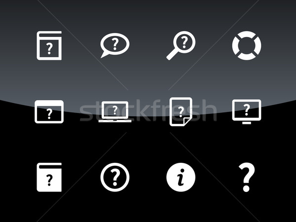 Help and FAQ icons on black background. Stock photo © tkacchuk