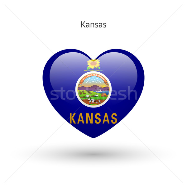 Miłości Kansas symbol serca banderą ikona Zdjęcia stock © tkacchuk