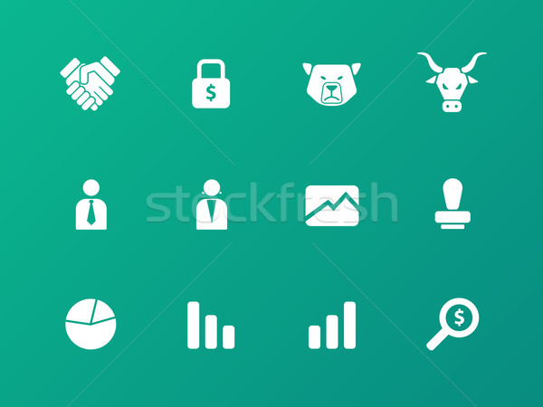 Stock photo: Finance icons on green background.