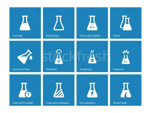 Epruvetă icoane albastru tehnologie sticlă Imagine de stoc © tkacchuk