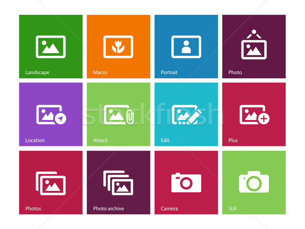 Photographs and Camera icons on color background. Stock photo © tkacchuk