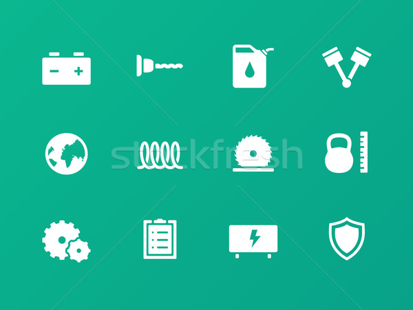 Tools icons on green background. Stock photo © tkacchuk