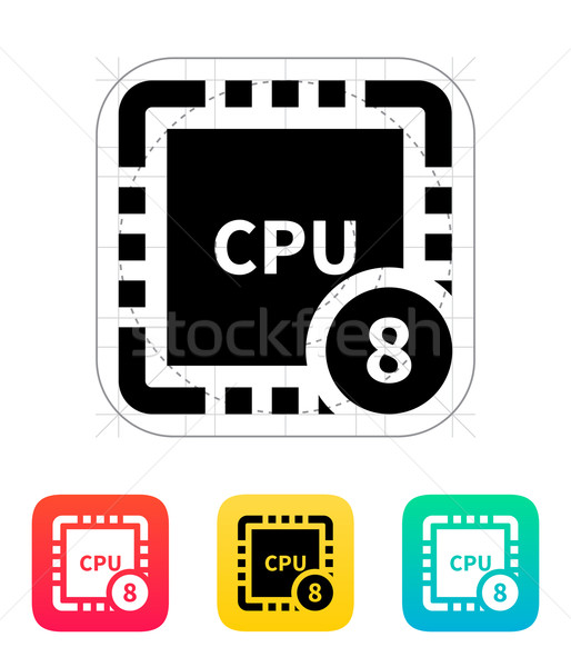 八 核心 CPU 圖標 向量 插圖 商業照片 © tkacchuk