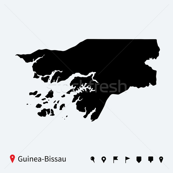 High detailed vector map of Guinea-Bissau with navigation pins. Stock photo © tkacchuk