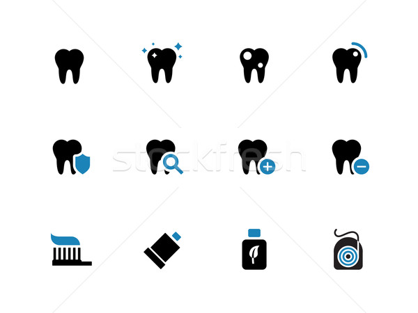 Tooth, teeth duotone icons on white background. Stock photo © tkacchuk