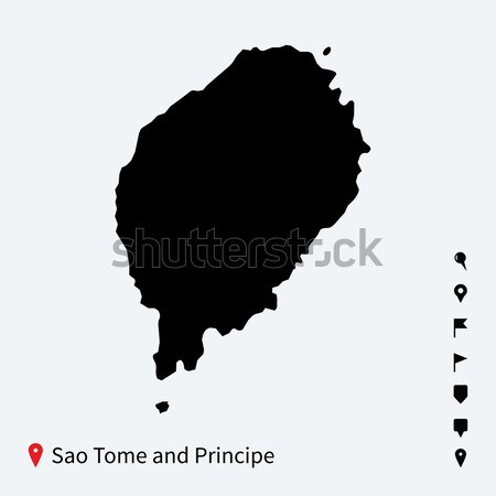 High detailed vector map of Sao Tome and Principe with pins. Stock photo © tkacchuk