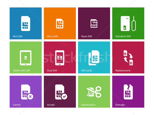Standard and mini SIM card icons on color background. Stock photo © tkacchuk