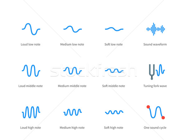 Music waves color icons on white background. Stock photo © tkacchuk