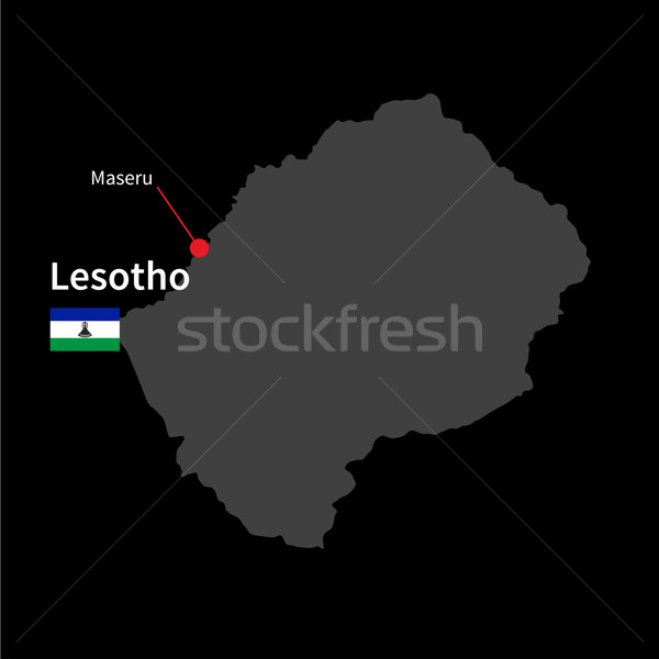 Foto stock: Detallado · mapa · Lesoto · ciudad · bandera · negro