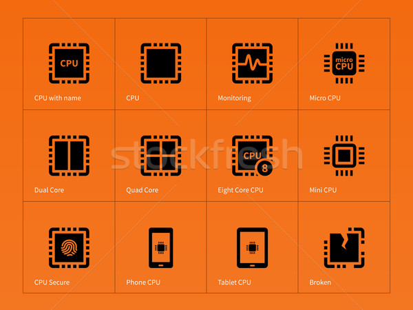 Microprocessor icons on orange background. Stock photo © tkacchuk