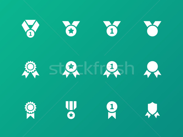 Award medal icons on green background. Stock photo © tkacchuk
