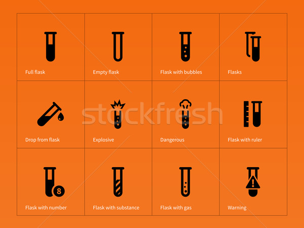 Chemical tube icons on orange background. Stock photo © tkacchuk