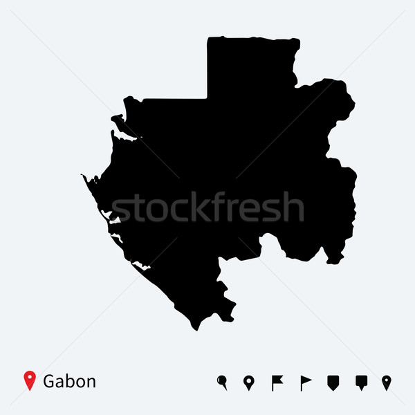 High detailed vector map of Gabon with navigation pins. Stock photo © tkacchuk