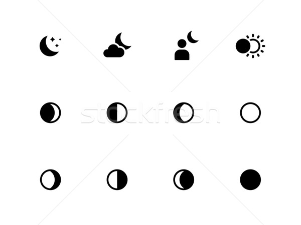 Moon phases icons on white background. Stock photo © tkacchuk