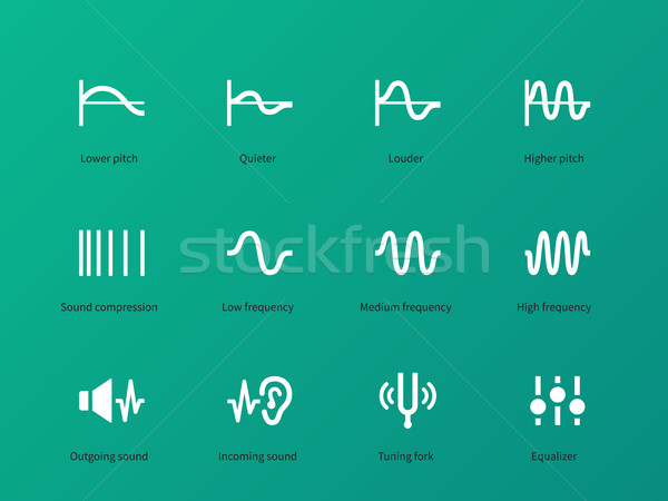 Audio wave amplitude icons on green background. Stock photo © tkacchuk