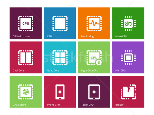 Processor. Computer hardware. icons on color background. Stock photo © tkacchuk