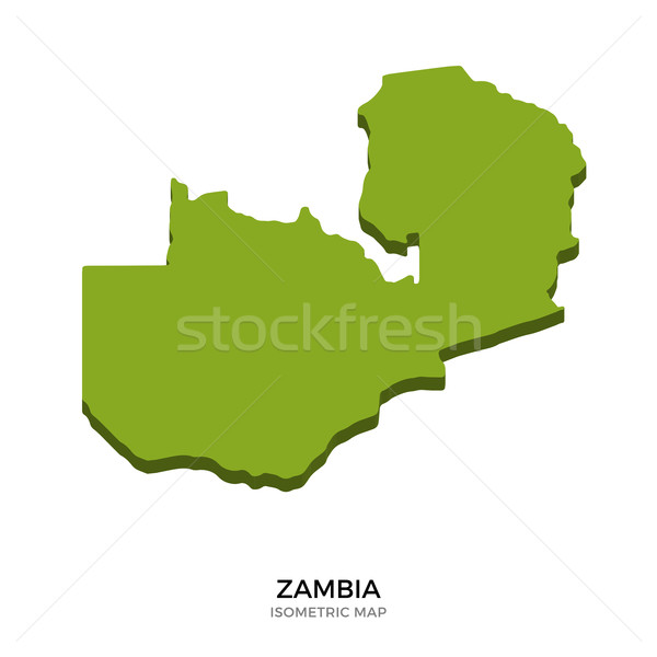 Stock fotó: Izometrikus · térkép · Zambia · részletes · izolált · 3D