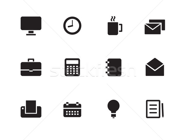 Stockfoto: Business · iconen · witte · geld · klok · ontwerp