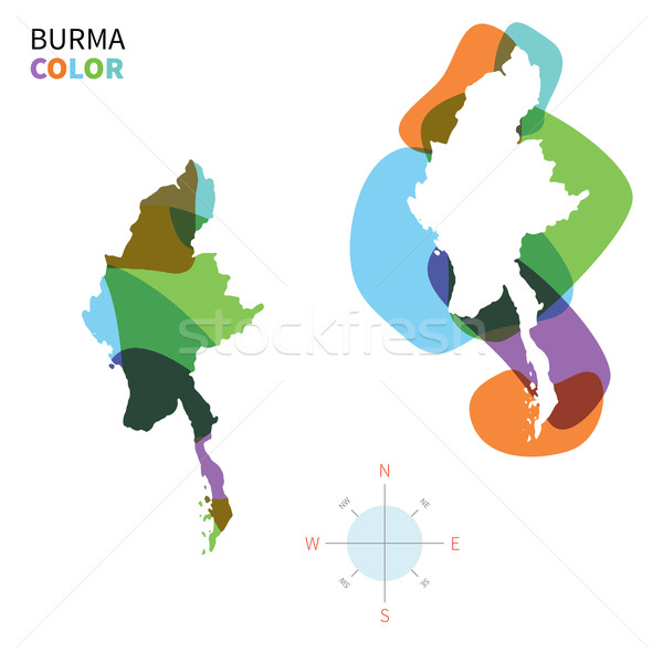 Abstract vector color map of Burma with transparent paint effect. Stock photo © tkacchuk