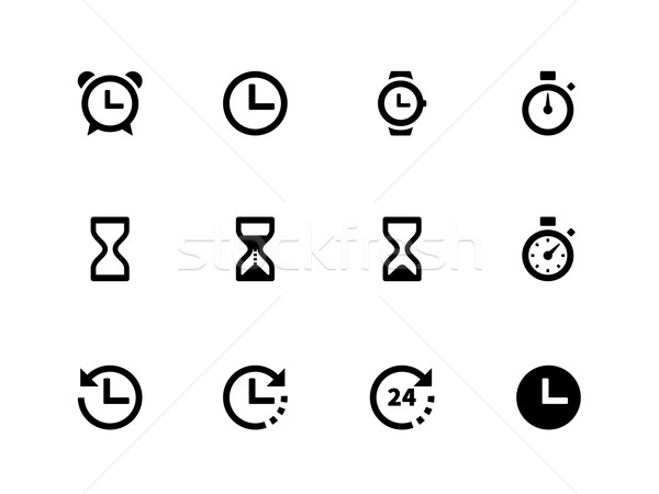 Time and Clock icons on white background. Stock photo © tkacchuk