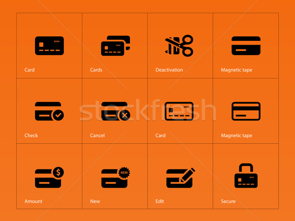 Kreditkarte Symbole orange Warenkorb Sicherheit Zeichen Stock foto © tkacchuk