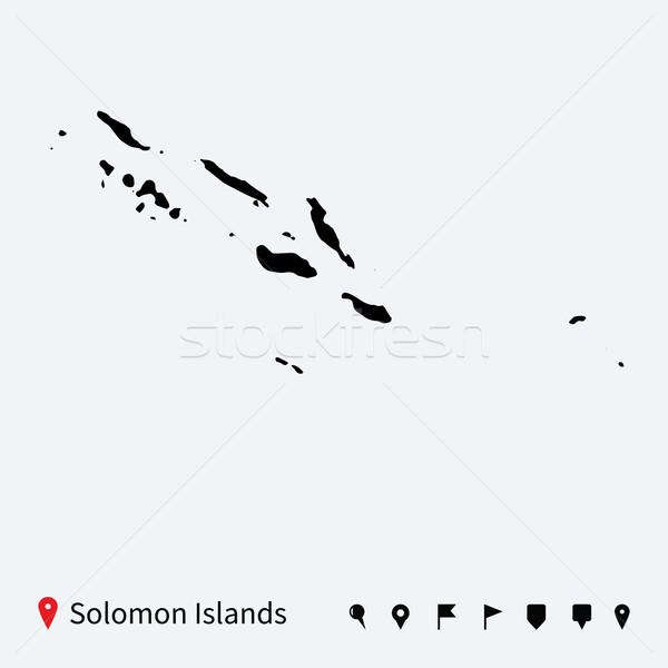 High detailed vector map of Solomon Islands with pins. Stock photo © tkacchuk