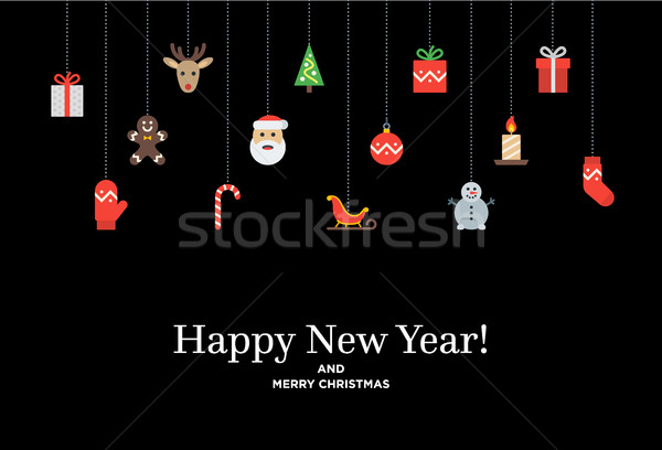 聖誕節 集 圖標 分子 樹 鹿 商業照片 © tkacchuk