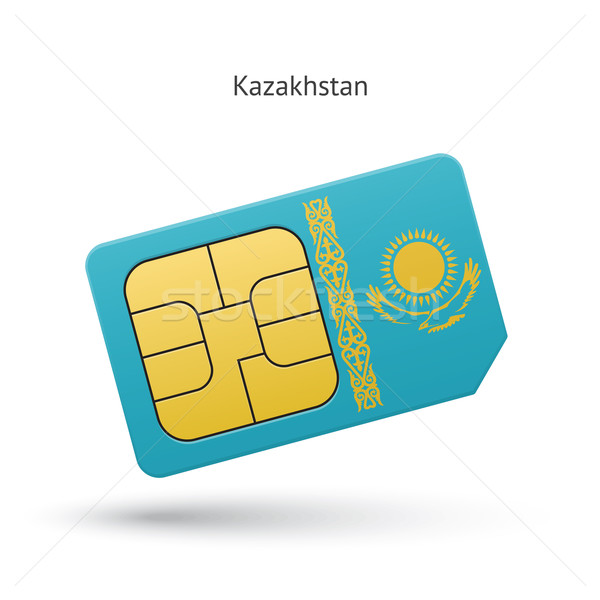 Kazakhstan mobile phone sim card with flag. Stock photo © tkacchuk