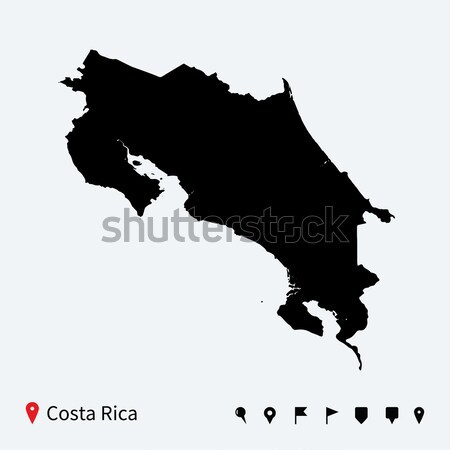 High detailed vector map of Costa Rica with navigation pins. Stock photo © tkacchuk