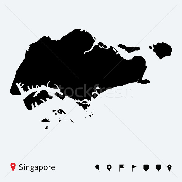 High detailed vector map of Singapore with navigation pins. Stock photo © tkacchuk