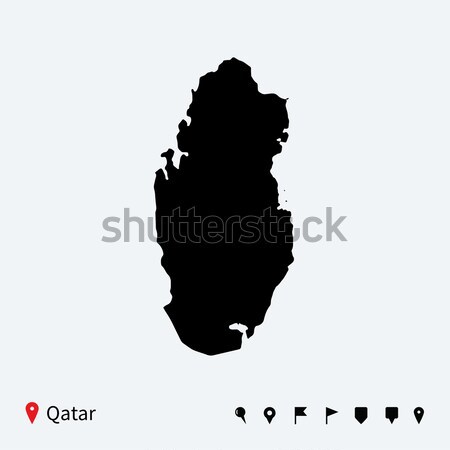 élevé détaillée vecteur carte Qatar navigation [[stock_photo]] © tkacchuk