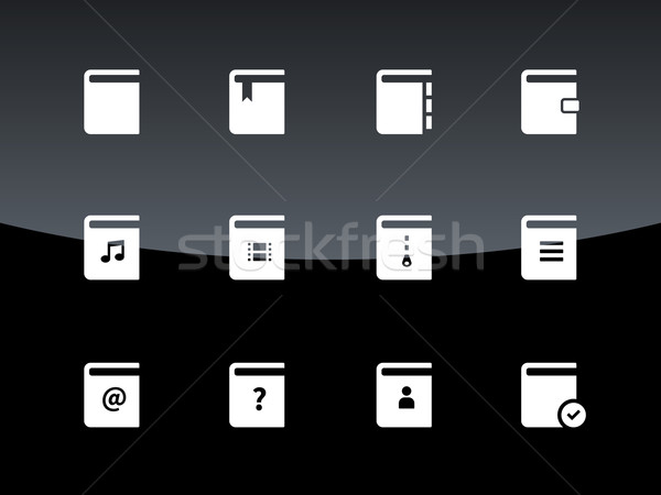Książki ikona czarny papieru podpisania internetowych Zdjęcia stock © tkacchuk