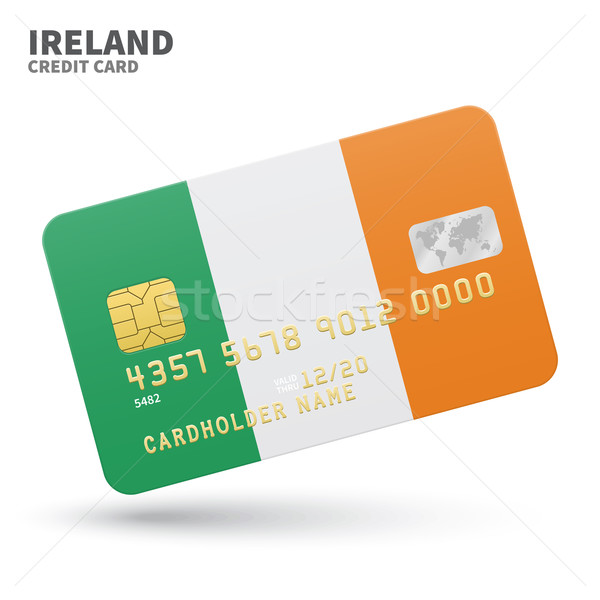 Credit card with Ireland flag background for bank, presentations and business. Isolated on white Stock photo © tkacchuk