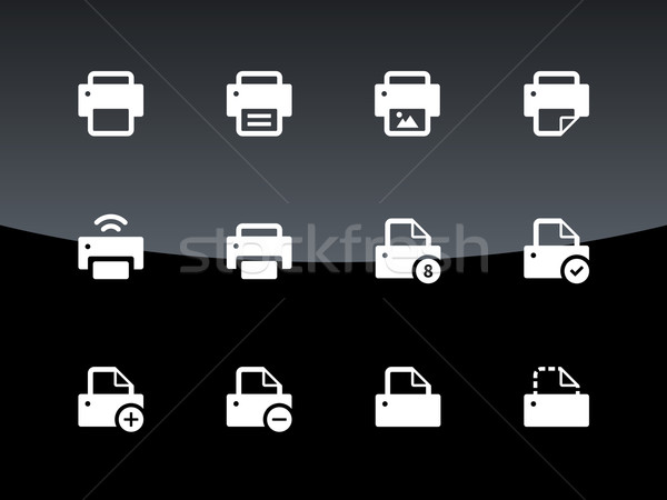 Stockfoto: Printer · iconen · zwarte · computer · internet · ontwerp