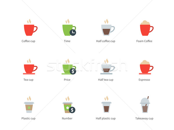 Chaud tasse de café couleur icônes blanche pictogramme [[stock_photo]] © tkacchuk