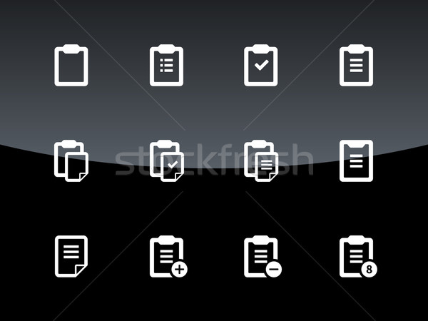 [[stock_photo]]: Presse-papiers · icônes · noir · design · éducation · signe