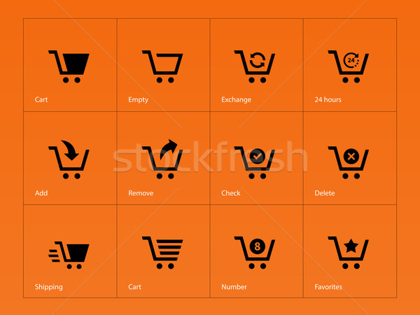 Stockfoto: Winkelwagen · iconen · oranje · internet · web · winkel