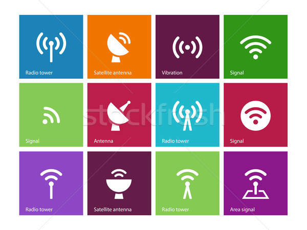 Radio Tower icons on color background. Stock photo © tkacchuk