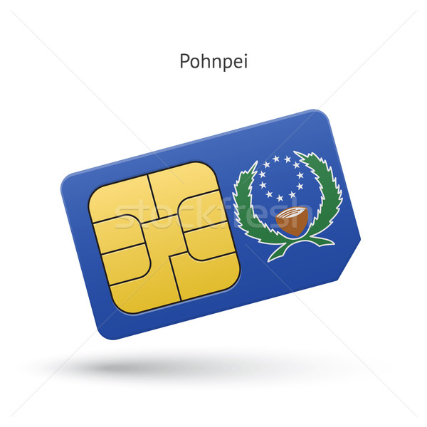 Stock photo: Pohnpei mobile phone sim card with flag.
