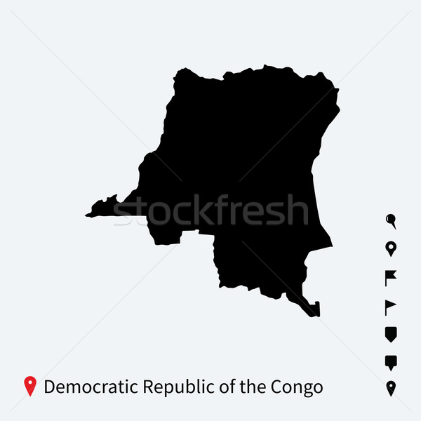 Mare detaliat vector hartă democratic republica Imagine de stoc © tkacchuk
