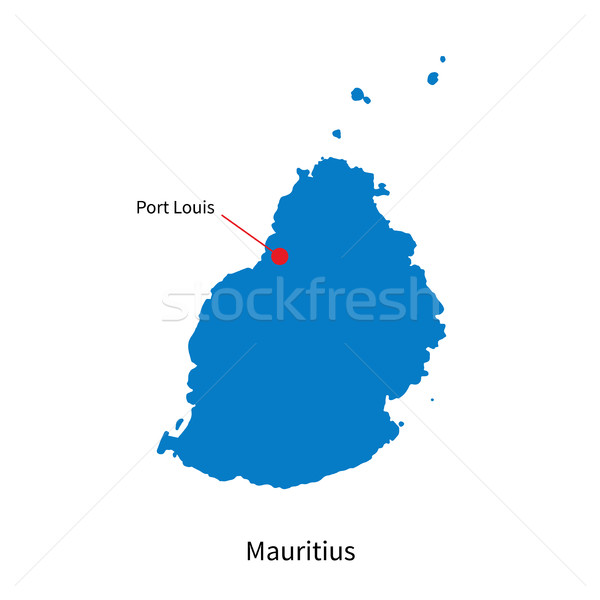 Detailed vector map of Mauritius and capital city Port Louis Stock photo © tkacchuk