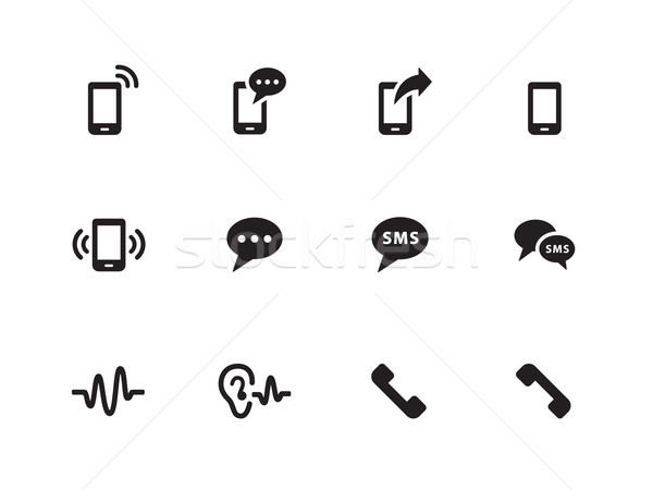 Telefon ikonok fehér üzlet háló fejhallgató Stock fotó © tkacchuk