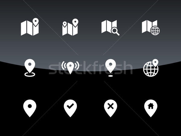 Map icons on black background. GPS and Navigation. Stock photo © tkacchuk