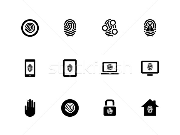 Ujjlenyomat ikonok fehér kéz telefon biztonság Stock fotó © tkacchuk