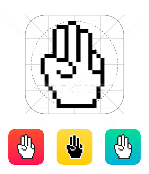 Foto d'archivio: Tre · dita · pixel · mano · cursore · icona
