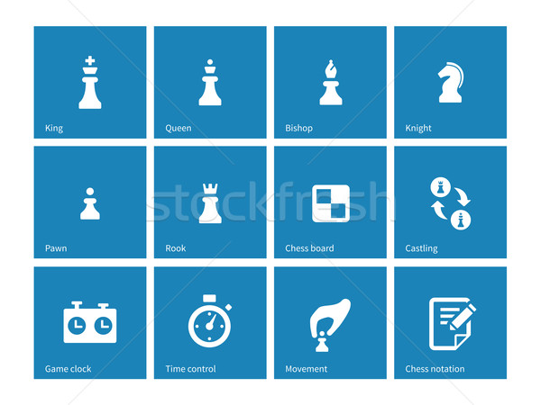 Chess icons on blue background. Stock photo © tkacchuk